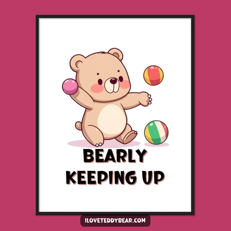 Funny Bear Juggling Poster, Decorate with Circus-Level Humor - A Great Gift