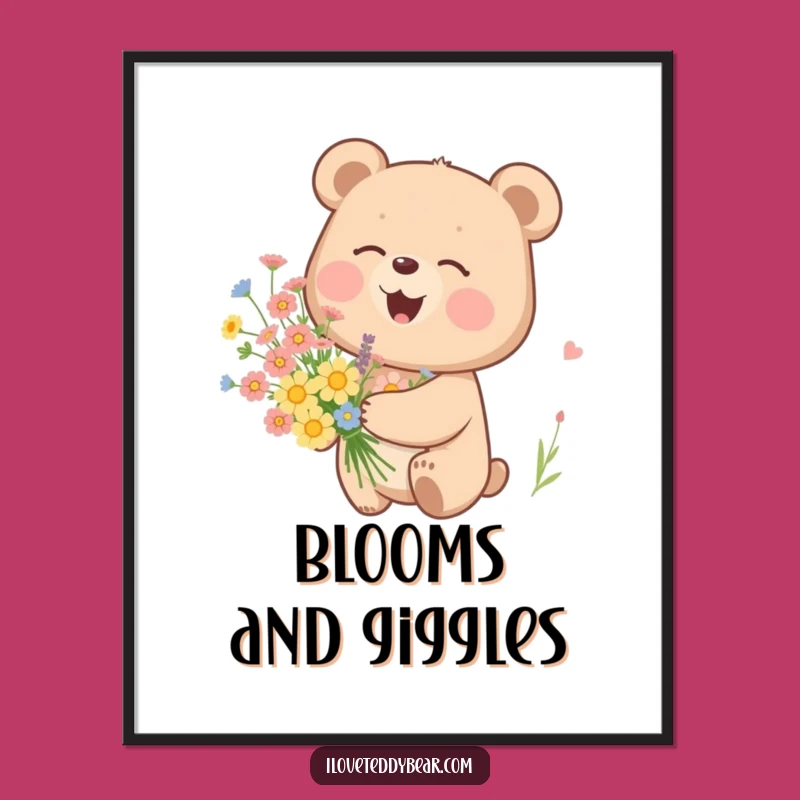 Funny Giggling Bear Poster: Charming Wall Art for a Joyful Atmosphere