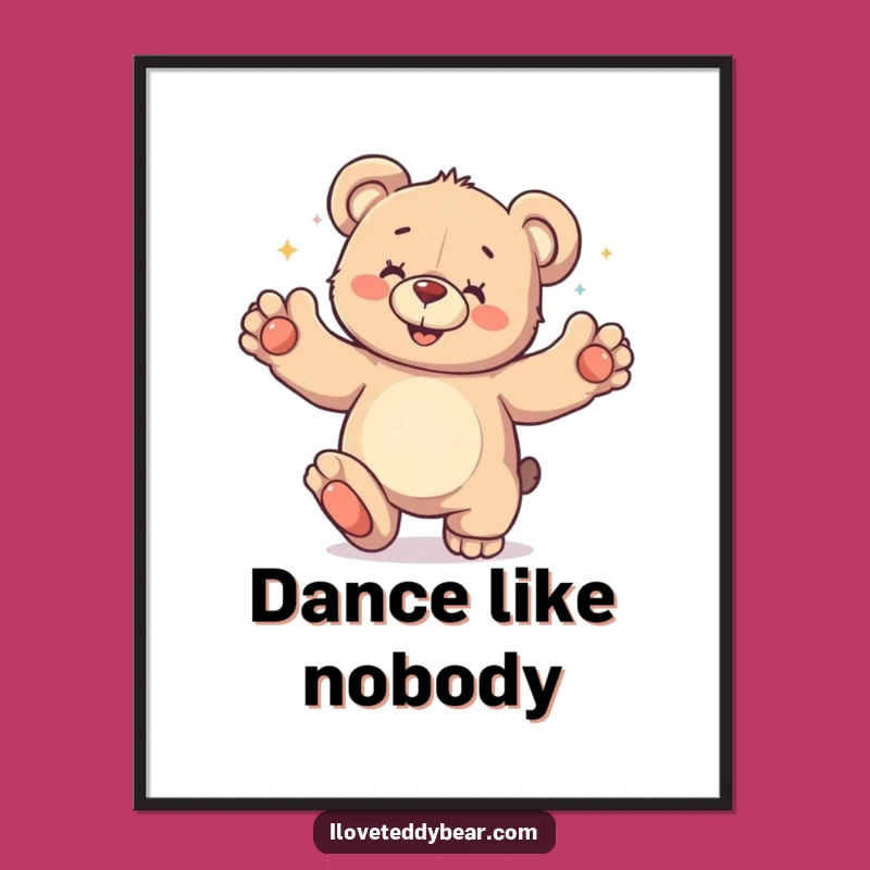 Funny Teddy Bear Dance Party Poster: Energetic Wall Art - Hilarious Decor Gift
