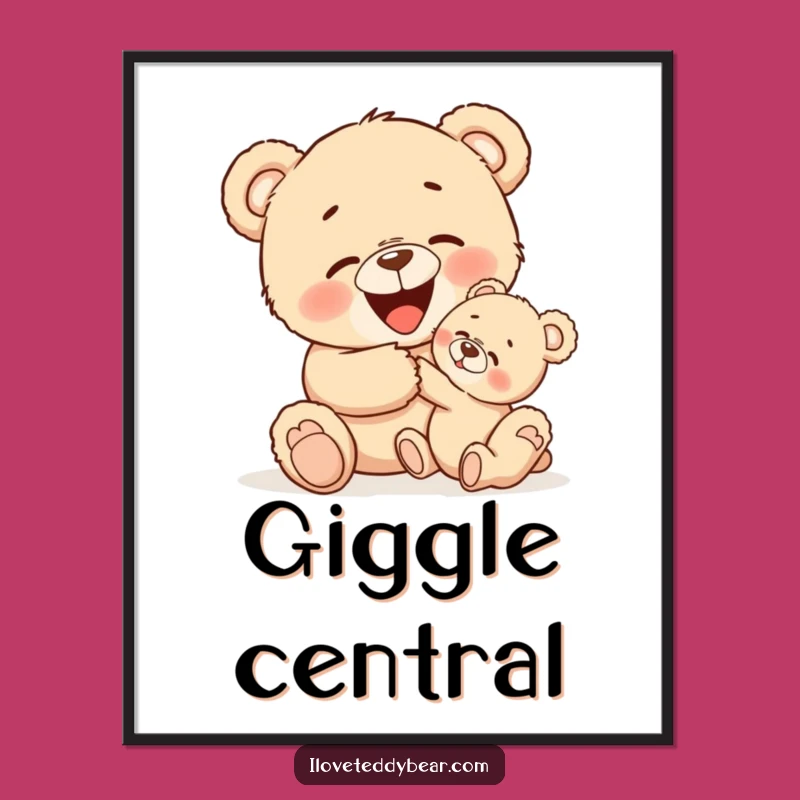 Funny Tickle Bear Poster - Whimsical Art & Gifting!