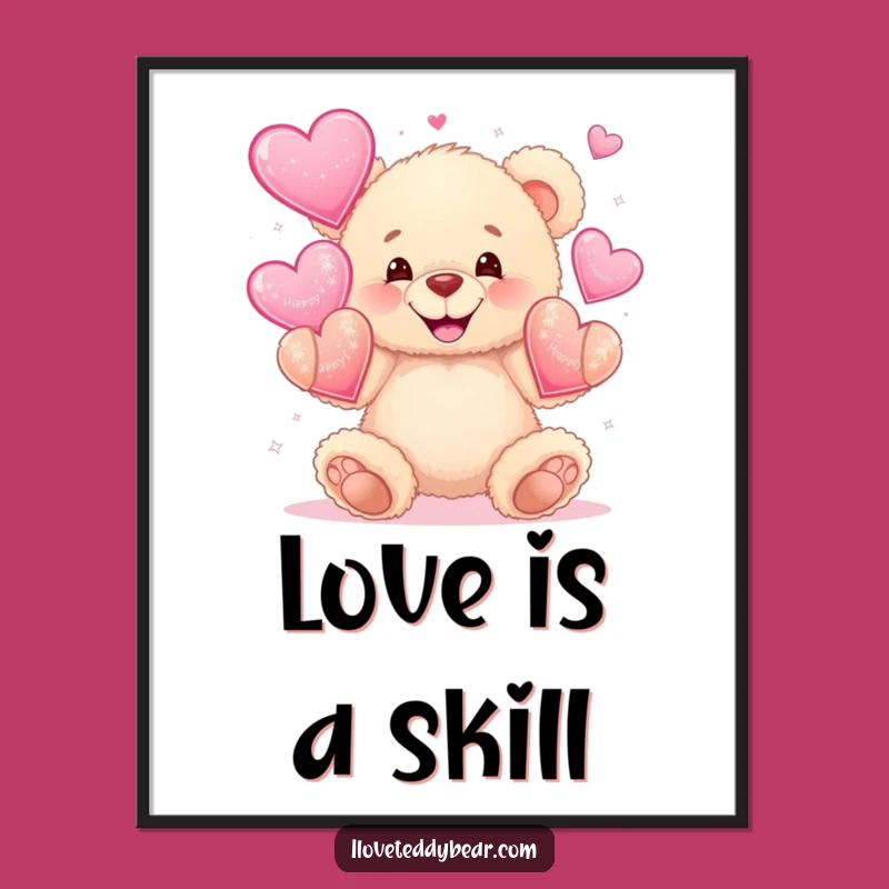 Funny Juggling Bear Art Poster: Decorate with Heartfelt Humor!