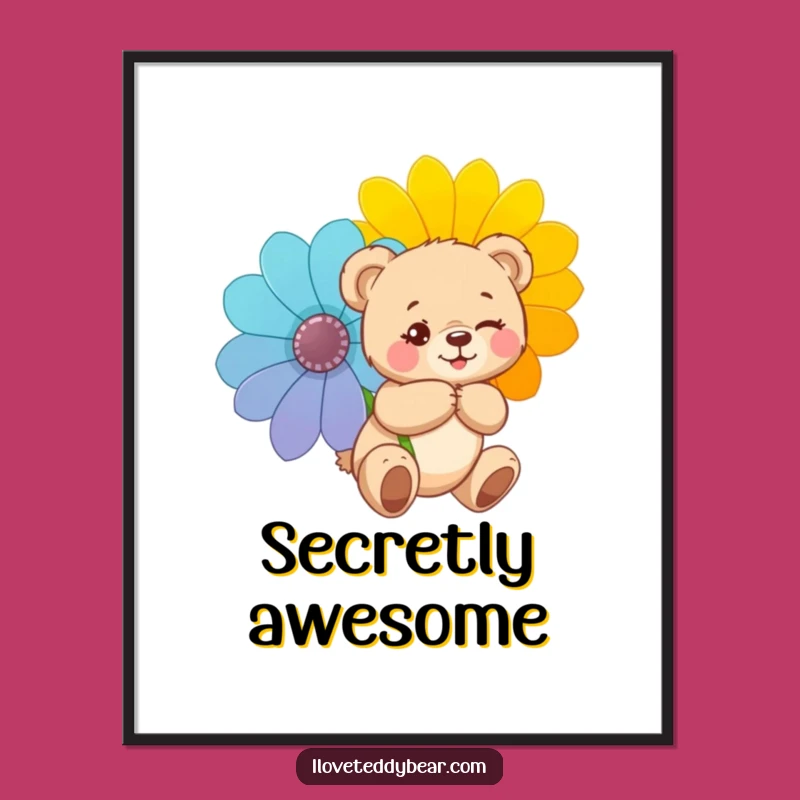 Funny Mischievous Teddy Bear Poster: Playful Art, Unique Funny Gift Idea