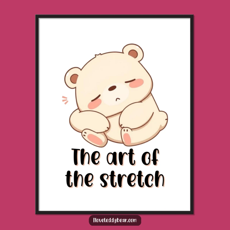 Funny Sleepy Bear Poster - Relaxing Cartoon Art for Peaceful Decor