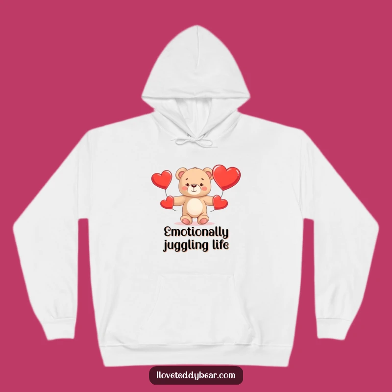 Cozy Funny Teddy Bear Juggling Hearts Hoodie: The Perfect Warm and Humorous Gift!