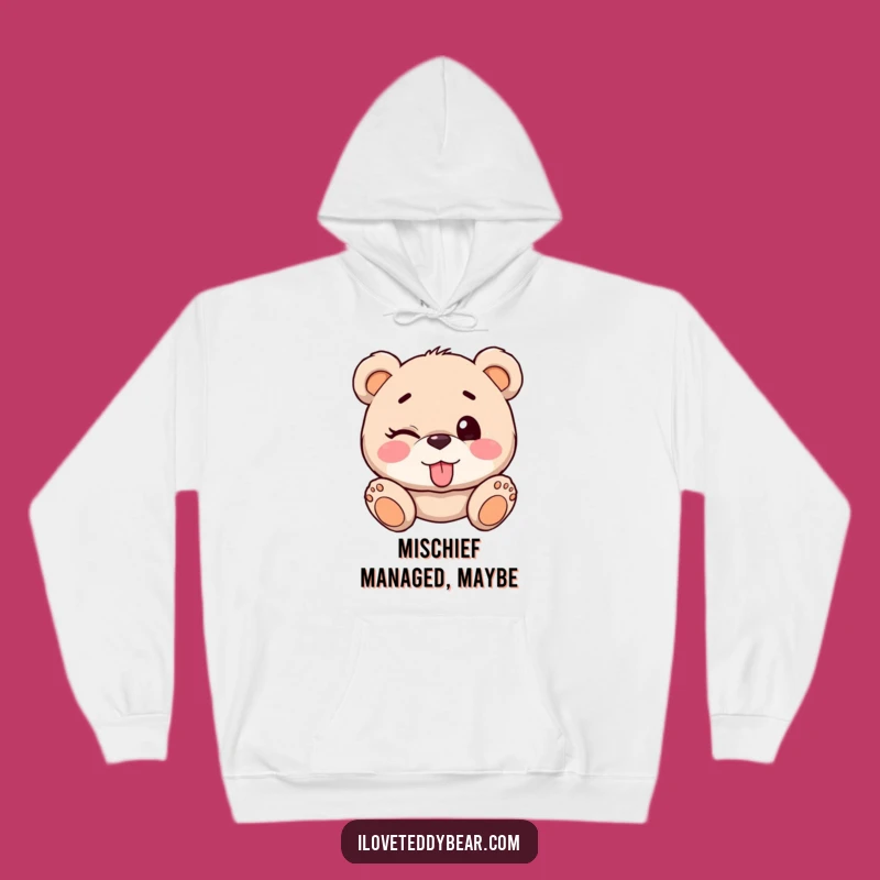 Funny Teddy Bear Winking Hoodie: Cozy Cheeky Comfort