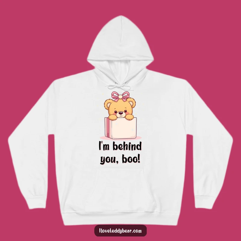 Cozy Funny Teddy Bear Peeking Hoodie - Warm & Whimsical Gift Idea