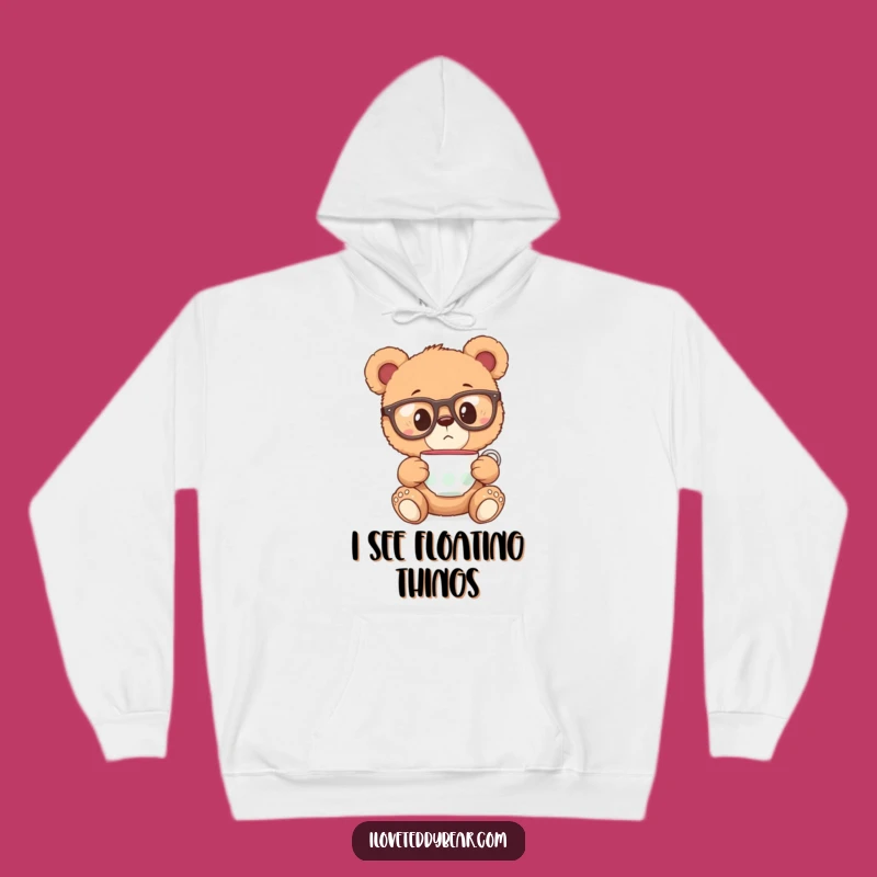 Cozy Funny Teddy Bear Glasses Hoodie - Warm Surprise for Tea Lovers