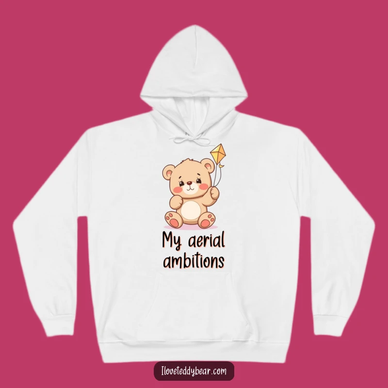 Funny Teddy Bear Kite Struggle Hoodie - Cozy & Comical Perseverance Gift