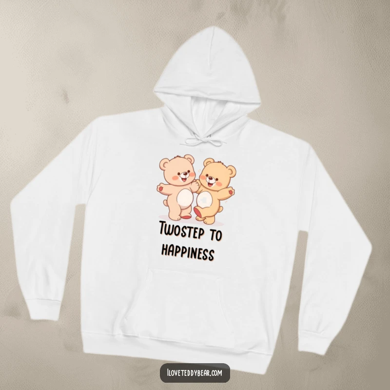 Funny Teddy Bear Hoodie: A warm hoodie with two teddy bears dancing sillily, one with a comical grin, symbolizing fun and playful comfort.