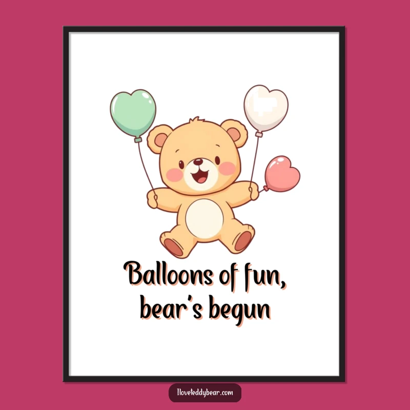 Free Printable Balloon Bear Art - Cheerful Downloadable Wall Decor