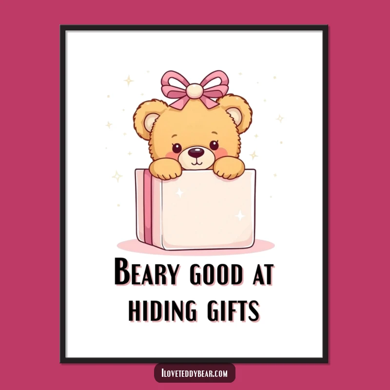 Free Printable Teddy Bear Wall Art: Funny Peek Surprise Home Decor Downloadable