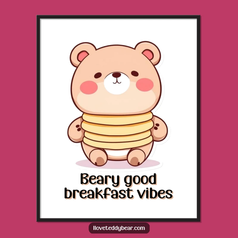 Free Printable Funny Wall Art: Pancake Bear Balance, Whimsical Kitchen Decor! Downloadable Art.
