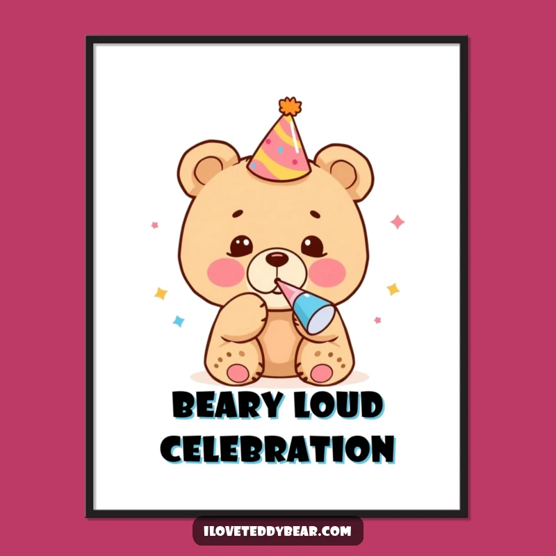 Free Printable Party Bear Cub Wall Art - Fun Downloadable Decor for Playful Spaces