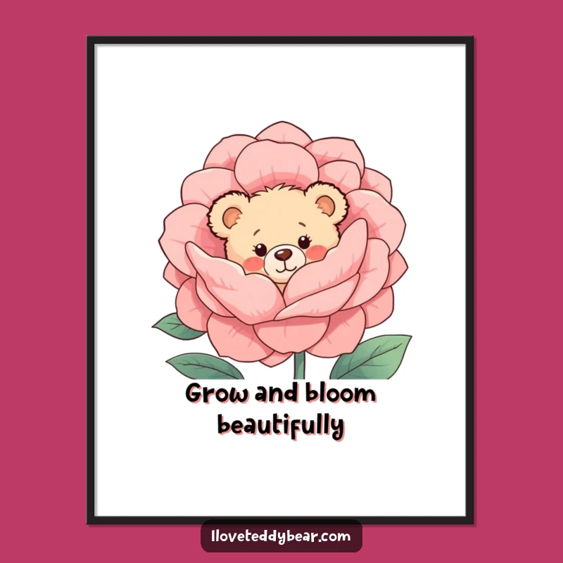 Free Printable Shy Teddy Bear Art: Whimsical Downloadable Wall Art for a Peaceful Space