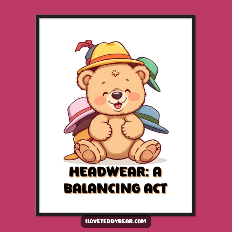 Free Printable Teddy Bear Wall Art: Giggle Hat Tower for Funny Downloadable Decor