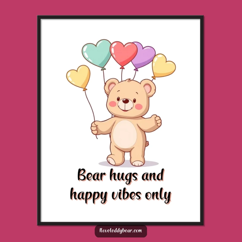 Free Printable Wall Art: Funny Teddy Bear Juggling Hearts, DIY Home Decor