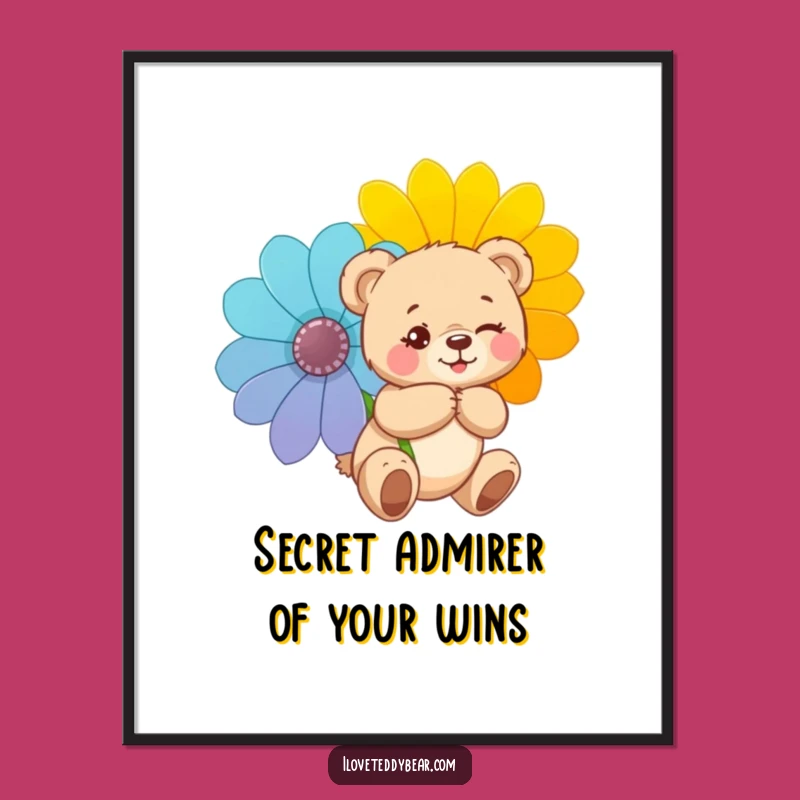 Free Printable Wall Art: Mischevous Teddy Bear Wink Funny Downloadable Decor