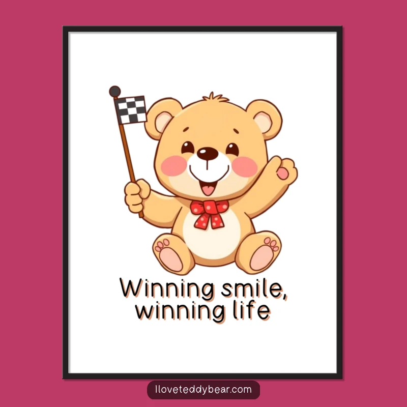 Free Printable Wall Art: Teddy Bear Race Fan, Energetic Downloadable Decor