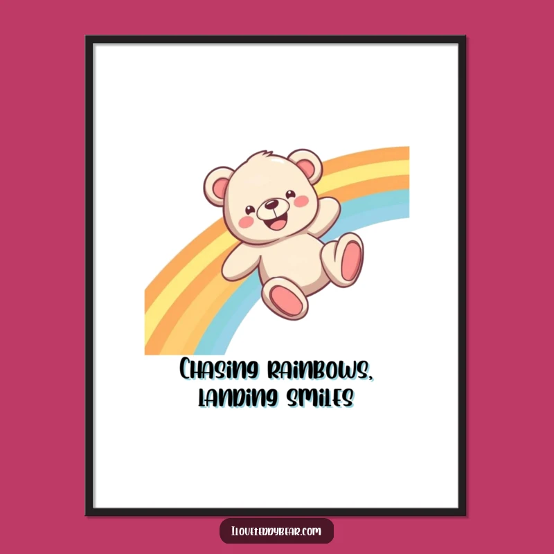 Funny Free Printable Teddy Bear Rainbow Slide Wall Art - Whimsical Downloadable Decor