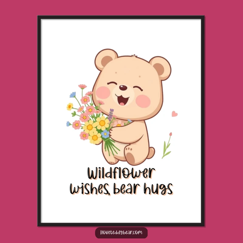 Funny Free Printable Wall Art: Giggling Bear & Flowers Decor, Whimsical Downloadable Art for a Happy Home