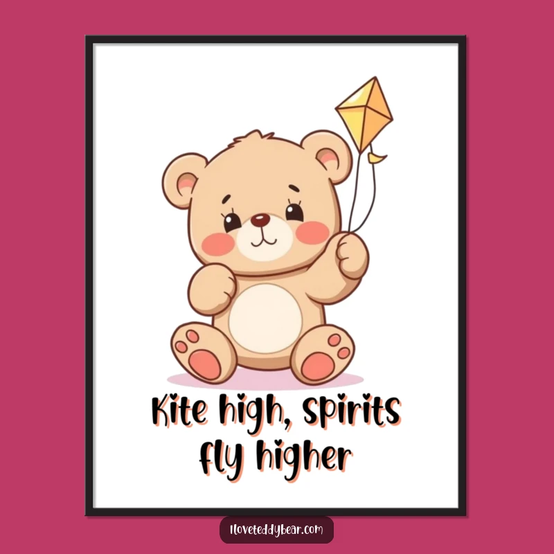Funny Free Printable Wall Art: Teddy Bear Kite Struggle - Humorous Decor Download!