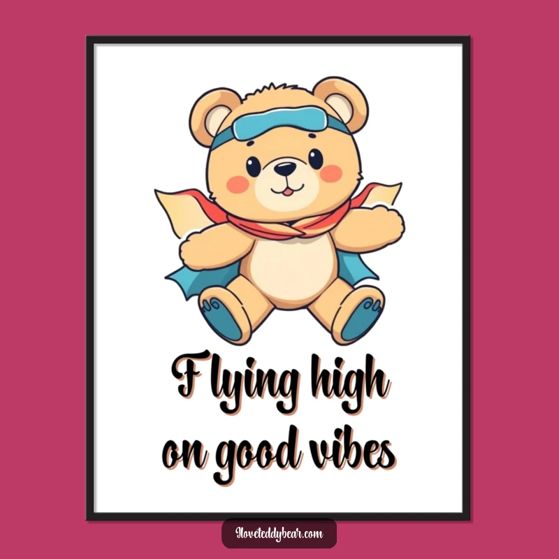 Funny Free Printable Wall Art: Teddy Bear Superhero Power! Downloadable Art for Kids