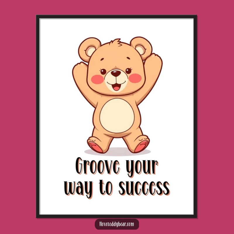 Free Printable Wall Art: Dancing Teddy Bear Joyful Funny Downloadable Decor