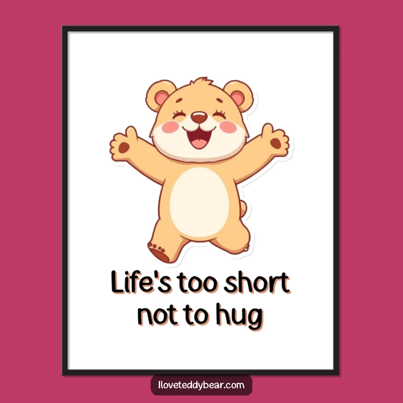 Free Printable Wall Art: Glee Bear Cub Jumping Downloadable Decor for a Playful Room