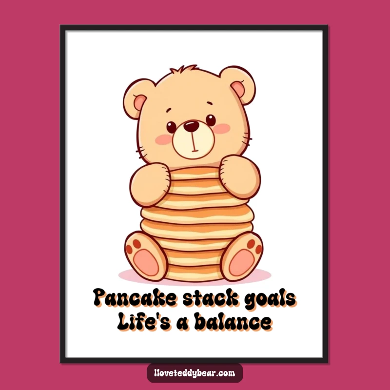 Free Printable Wall Art: Pancake Bear Balance, Quirky Downloadable Decor
