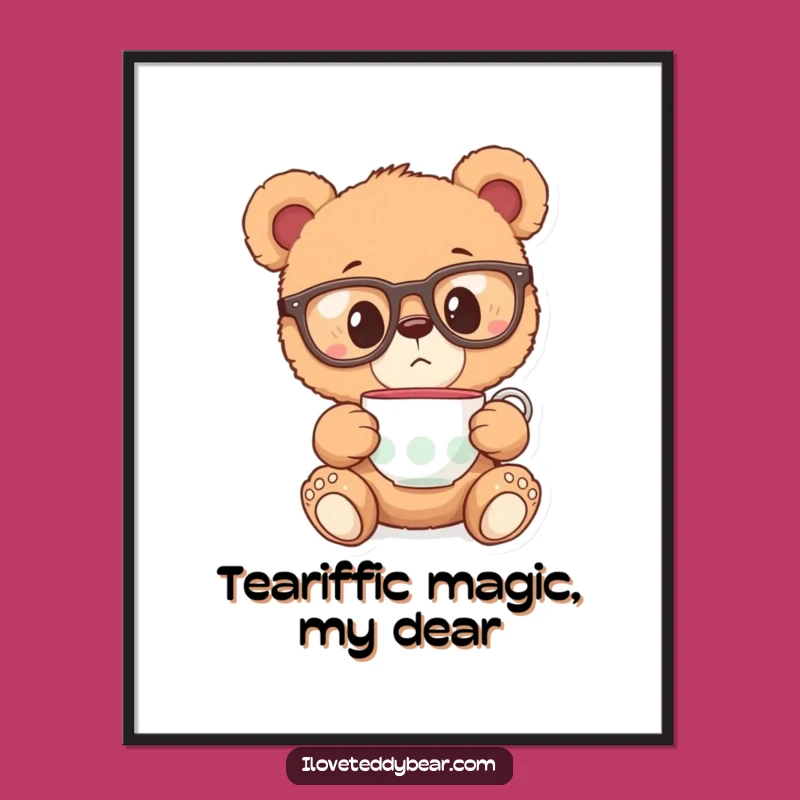 Free Printable Wall Art: Teddy Bear's Surreal Tea Time Decor Downloadable
