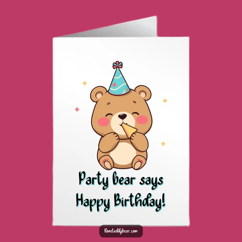 Free Printable Bear Party Birthday Card: Funny Glee Downloadable Gift