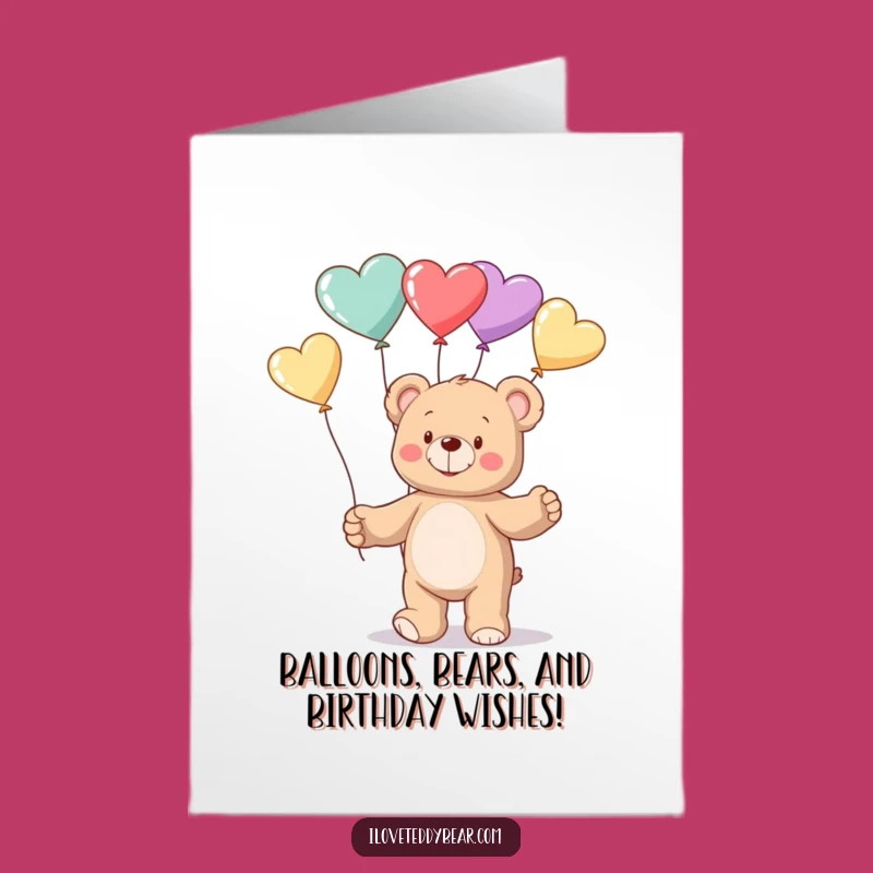 Free Printable Birthday Card: Funny Teddy Bear Juggling Hearts, Downloadable Gift