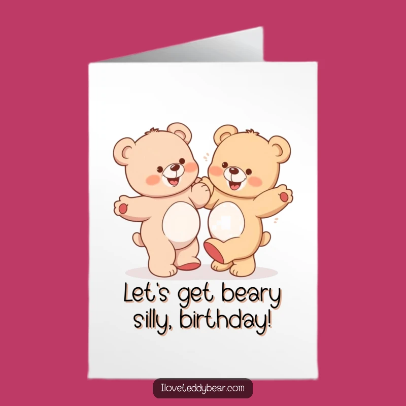Free Printable Birthday Card: Silly Bears Dance - Funny Downloadable Girl Gift