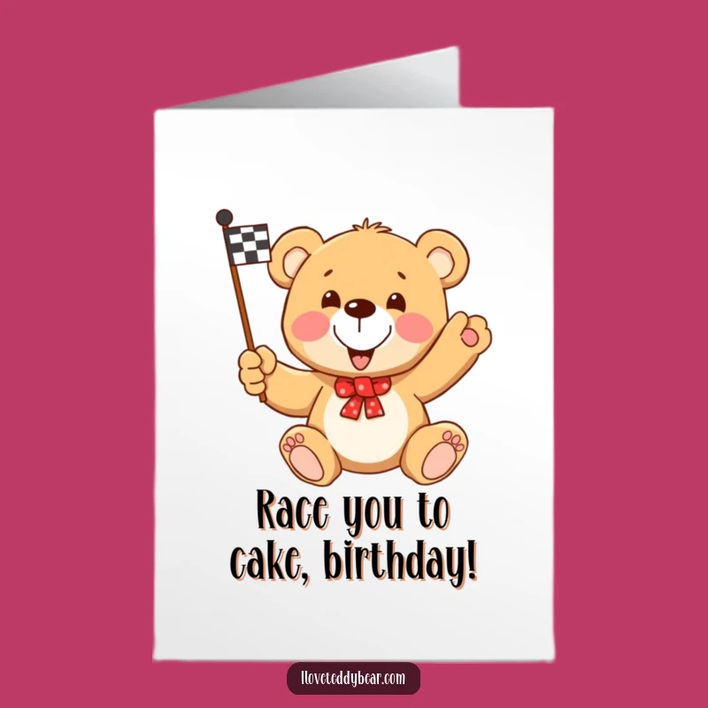 Free Printable Birthday Card: Teddy Bear Race Day Fun, Energetic Downloadable Gift