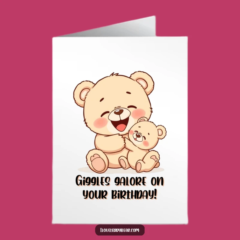 Free Printable Birthday Card: Teddy Bear Tickles! Funny Downloadable Gift for Kids