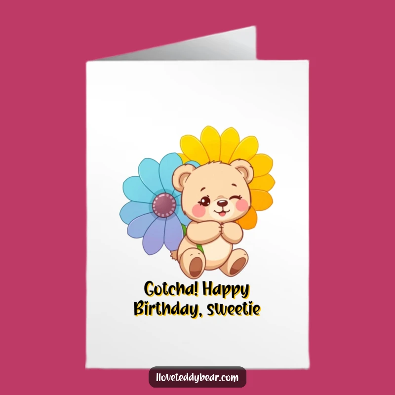 Free Printable Birthday Card: Winking Teddy Bear Secret Funny Downloadable