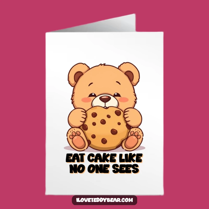 Free Printable Teddy Bear Birthday Card: Cookie Face for Funny Downloadable Gifts