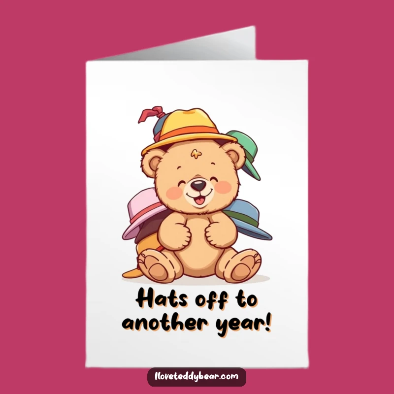 Free Printable Teddy Bear Birthday Card: Giggling Hats for a Funny Downloadable Gift