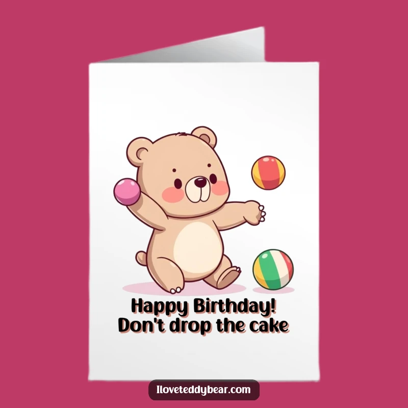 Free Printable Bear Juggling Birthday Card: Funny DIY Downloadable Gift