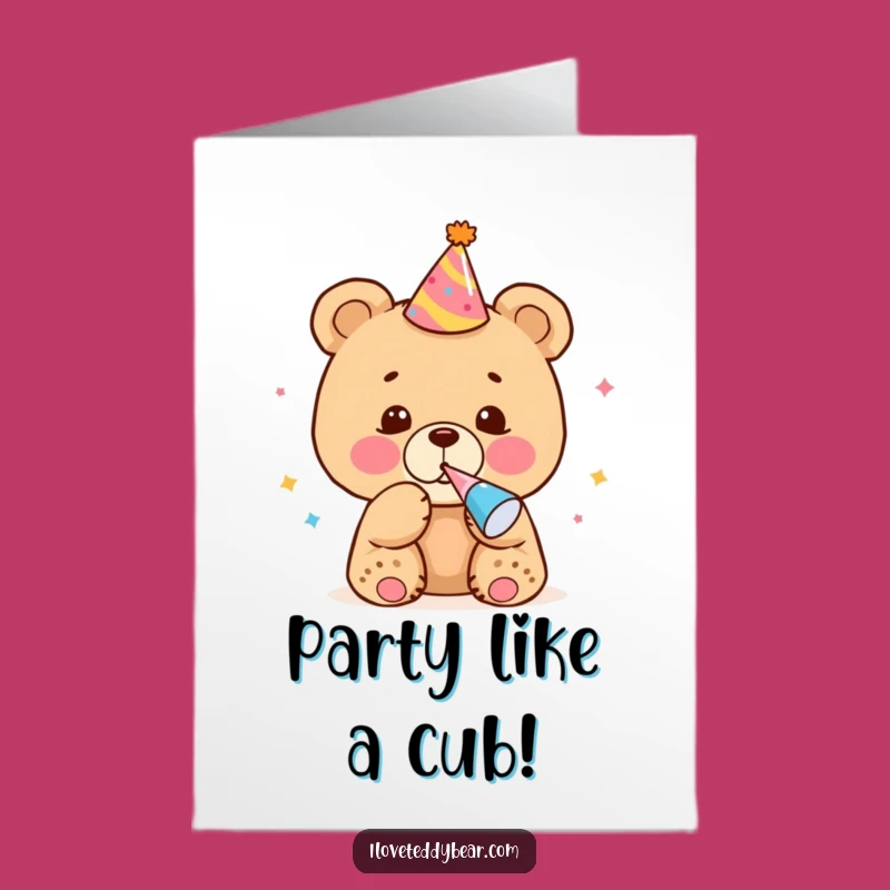 Free Printable Party Bear Cub Birthday Card - Fun Downloadable Gift for Celebrations
