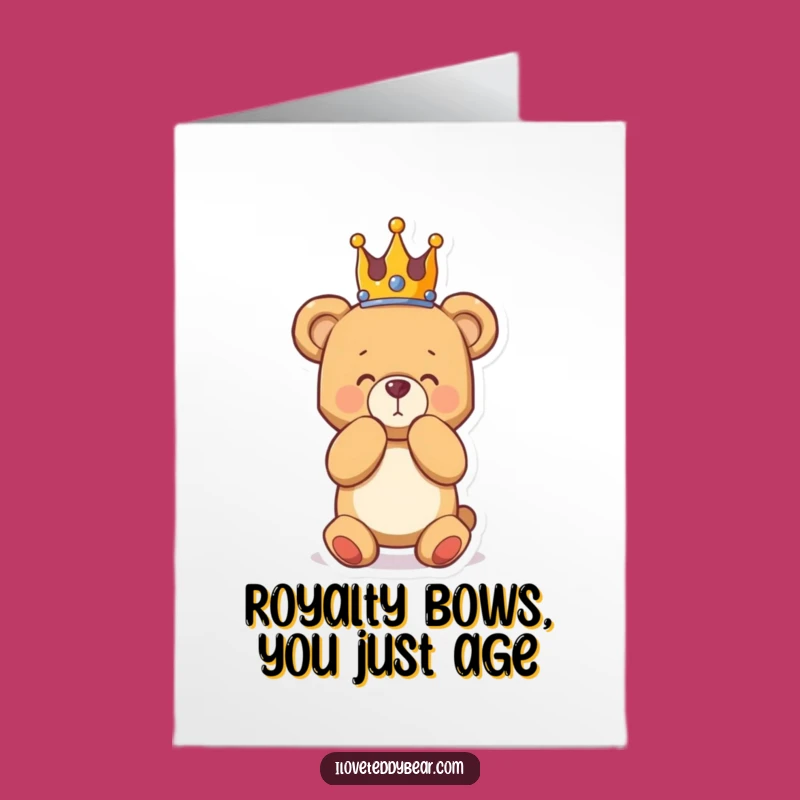 Free Printable Birthday Card: Royal Teddy Bear Bowing Funny Downloadable Gift