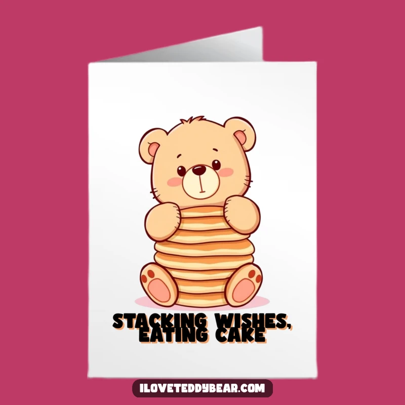 Free Printable Birthday Card: Pancake Bear Balance, Funny Foodie Downloadable Gift