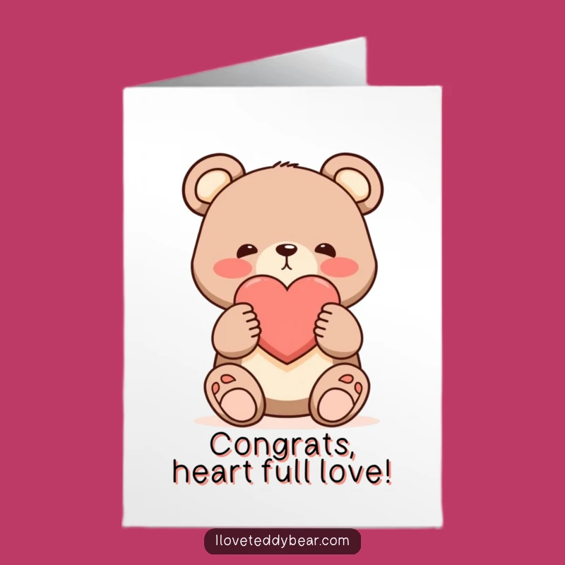 Free Printable Bear Congrats Card: Shy Heartfelt Congrats! Blushing Appreciation, Downloadable Gift.