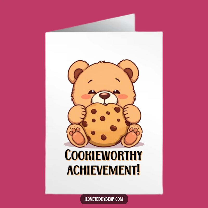 Free Printable Teddy Bear Congrats Card: Funny Face Cookie for Downloadable Gifts