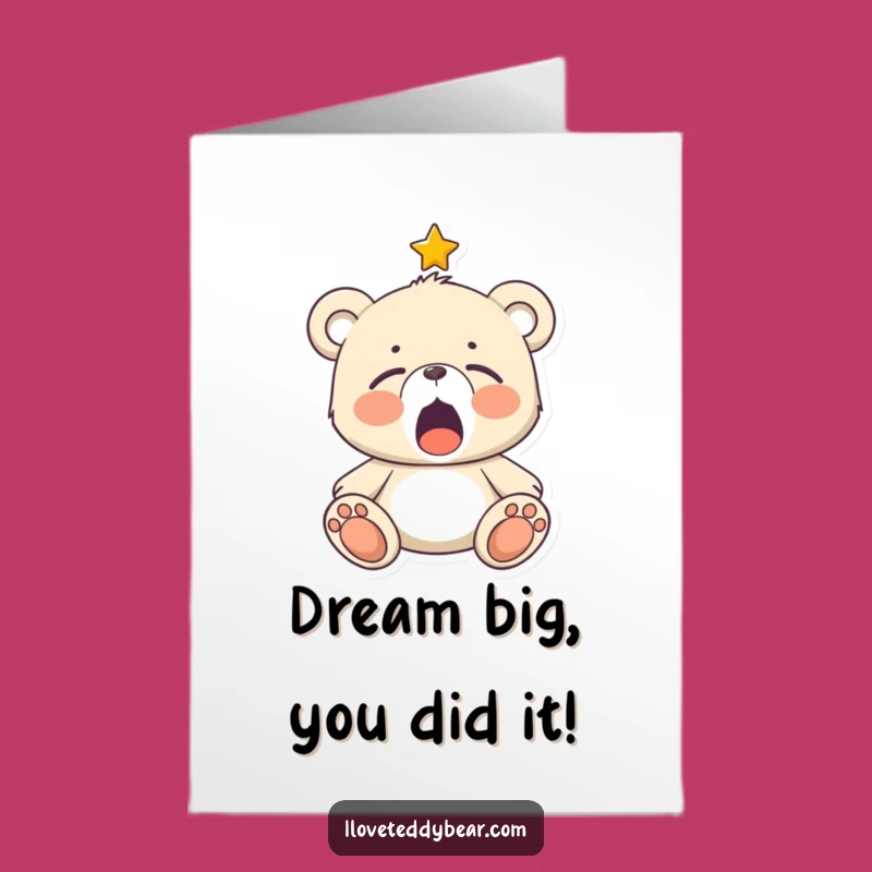 Free Printable Congrats Card: Sleepy Teddy Bear Success, Relaxing Downloadable Gift