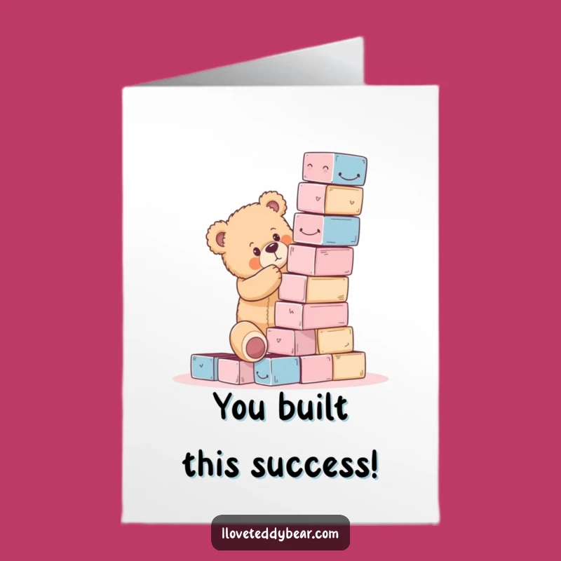 Free Printable Congrats Card: Teddy Bear Block Tower Fail - Humorous Downloadable!