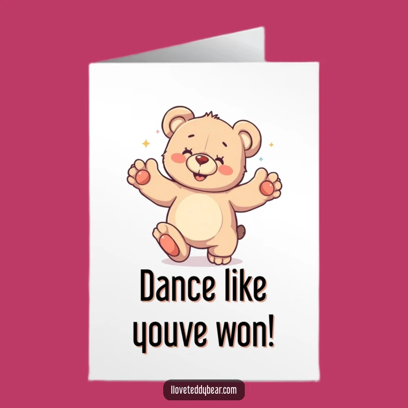 Free Printable Congrats Card: Teddy Bear Dance Celebration - Downloadable Joyful Gift