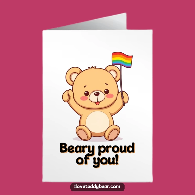 Free Printable Congrats Card: Teddy Bear Rainbow Pride - Funny Downloadable Greeting