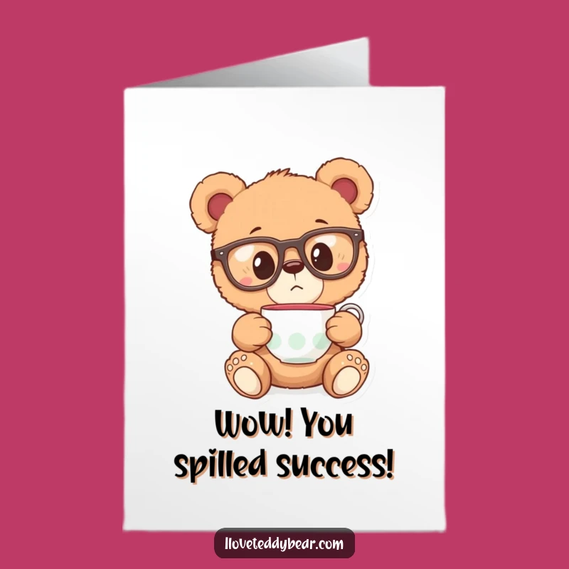 Free Printable Congrats Card: Teddy Bear's Surreal Tea Surprise Downloadable