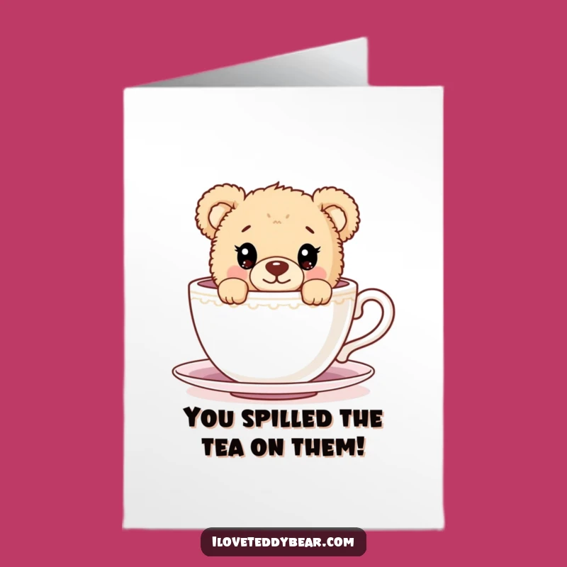 Free Printable Congrats Card: Teddy Bear Teacup Surprise, Downloadable Gift